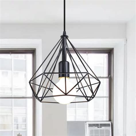 Idegu Lampe Suspension Industrielle En Diamant Cage Lustre Luminaire