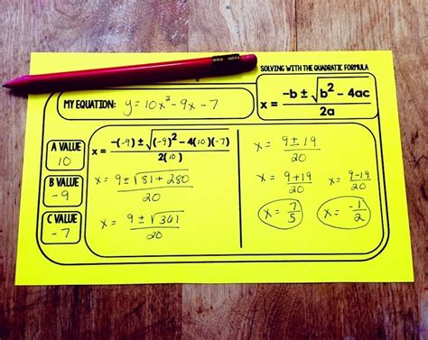 Quadratic Formula Guided Notes