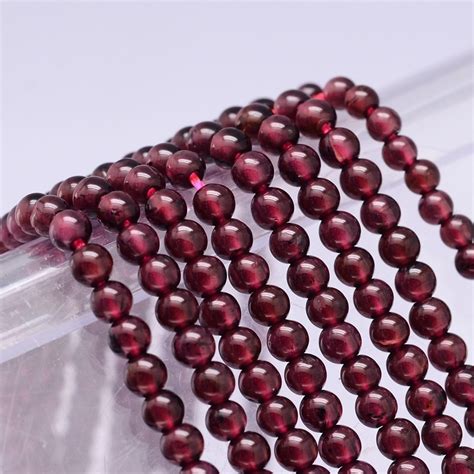 10 Brins De Perles Rondes En Grenat Naturel 3mm Pour La Fabrication De