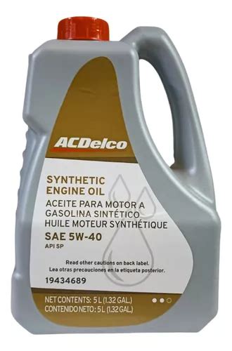 Aceite Motor Gasolina Acdelco 5w40 Sae Sp Sintetico Gen3 5l Envío gratis