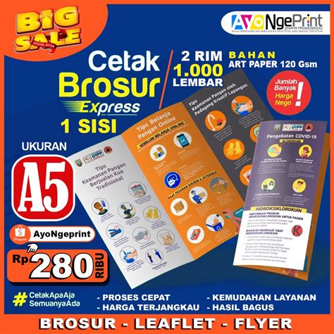 Jual Cetak Brosur Flyer Leaflet A5 14 8x21 CM Murah Print 1 Sisi