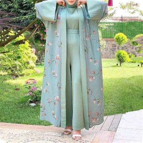 Open Abaya Modest Turkish Dess Matching Jumpsuit Muslim Sets Hijab