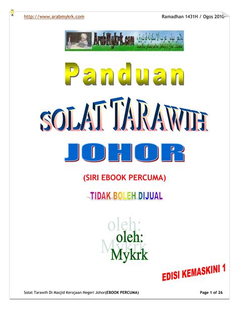 Panduan Solat Tarawih Lengkap Negeri Johor Pdf