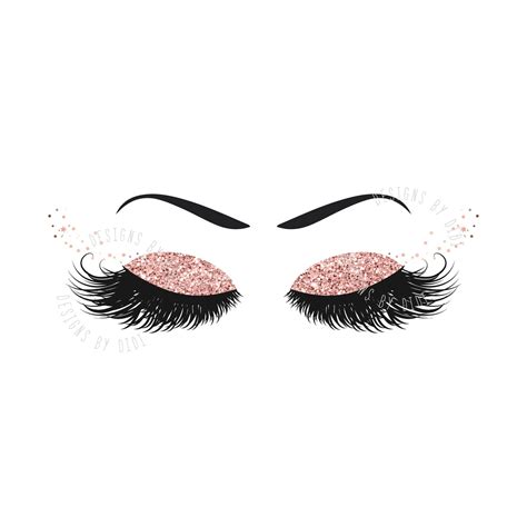 Instant Download Lash Clipart Sublimation Glitter Rose Gold Lashes Clip Art Glitter Lash