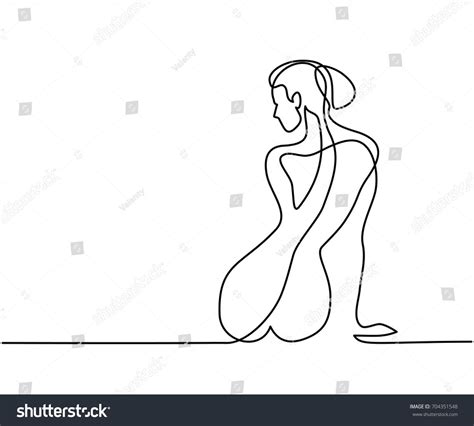 Continuous Line Drawing Woman Sitting Back Vector Illustration Ad