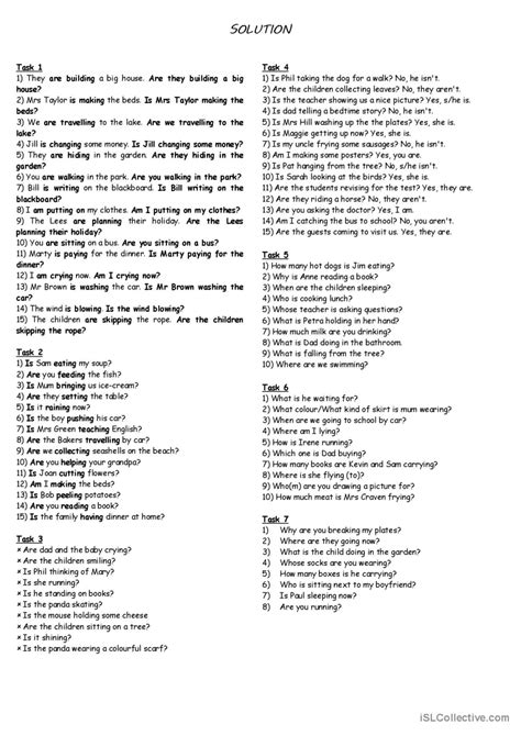 Present Continuous Tense * questions…: English ESL worksheets pdf & doc