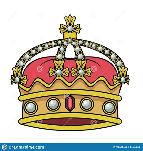 Crown Monarch Jewel Royalty Of King Or Queen Cartoon Vector