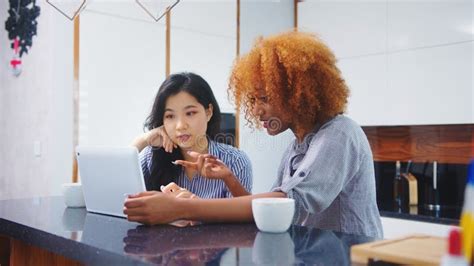 Multiracial Friendship African American Black Asian Woman Working