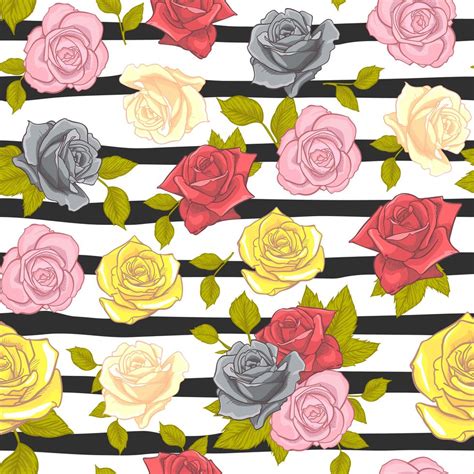 Flower Rose Seamless Pattern Vector Floral Rose Seamless Pattern Flower Background 506639