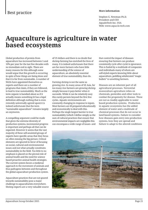 PDF Aquaculture Is Agriculture In Water Based Ecosystems