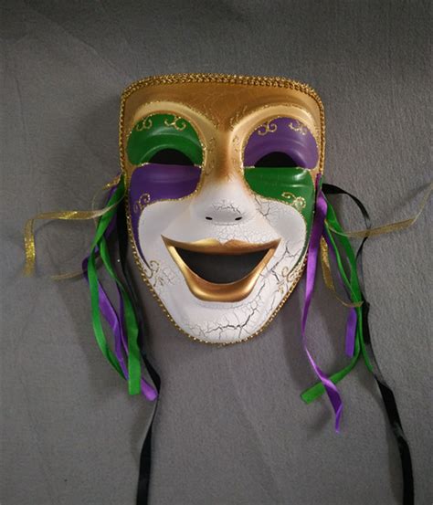 Mardi Gras Purple Green Gold Comedy Glitter Full Mask