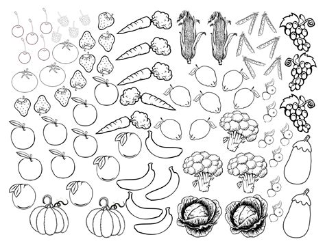 Fruits And Veggies By Color Fruit Coloring Pages Vegetable Coloring