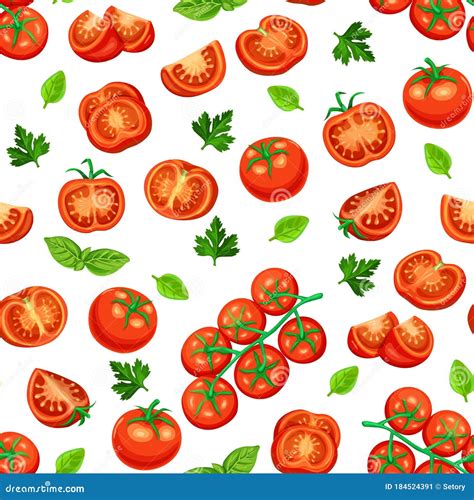 Seamless Pattern Red Tomato Stock Vector Illustration Of Harvest