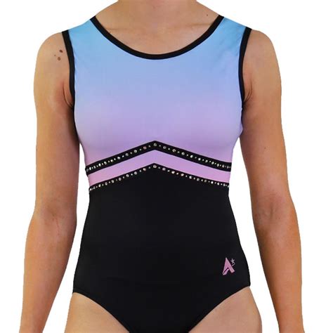 Esme Z663 Short Sleeved Gymnastics Leotard In Blue To Pink Ombre A