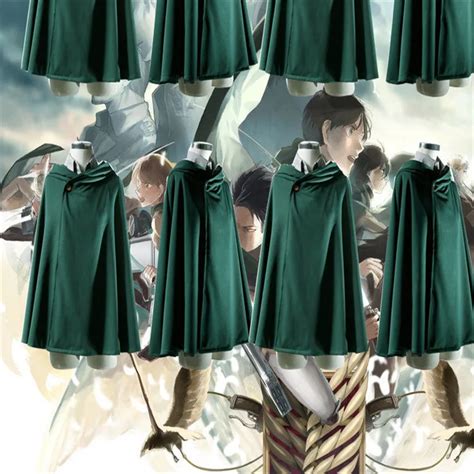 Attack On Titan Cosplay Eren Yeager And Levi Ackerman Green Cape