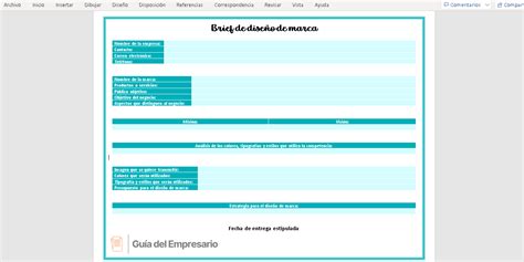 Brief de diseño Plantillas Excel Word PDF 2025