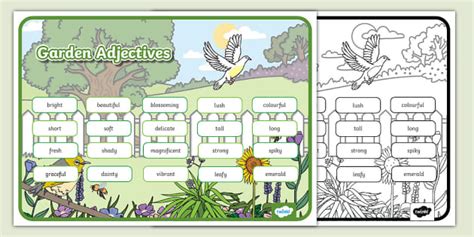 Garden Adjectives Word Mat Hecho Por Educadores Twinkl