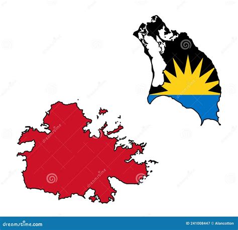 Antigua And Barbuda Islands Silhouette With Flag Stock Vector