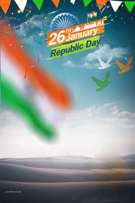 Happy Republic Day 26 January Photo Editing Background Online 2022