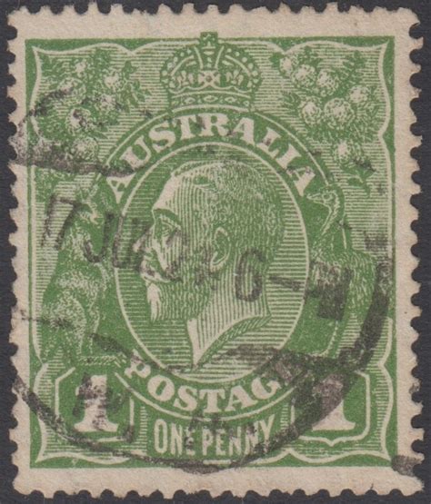 KGV SG 82 BW ACSC 78 1924 1d Green Large Multiple Crown Watermark