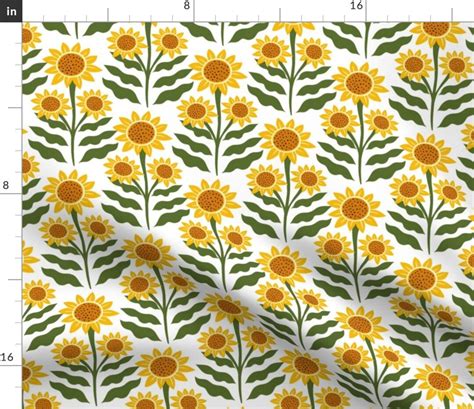 Yellow Sunflower Fabric Cottagecore Sunflowers By Trendycreation