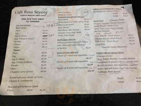 Cafe Rasa Sayang Menù Perth Main Menu Sluurpy