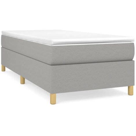 Lit Sommier Tapissier Et Matelas Gris Clair X Cm Tissu