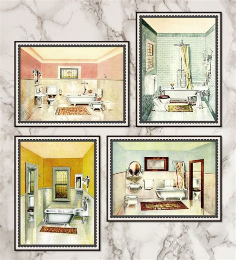 Bathroom Wall Decor Print Wall Art Peach Blue Bathroom - Etsy