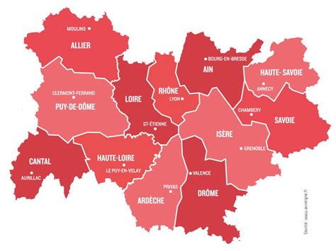 Carte De Lauvergne Rhône Alpes Auvergne Rhône Alpes Cartes De La Région