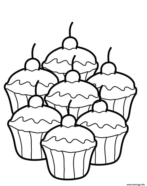 Coloriage Quatres Cupcakes Dessin