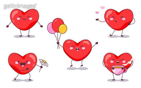 Cheerful Heart Mascot Pack Vector Illustration Of Cute Heart