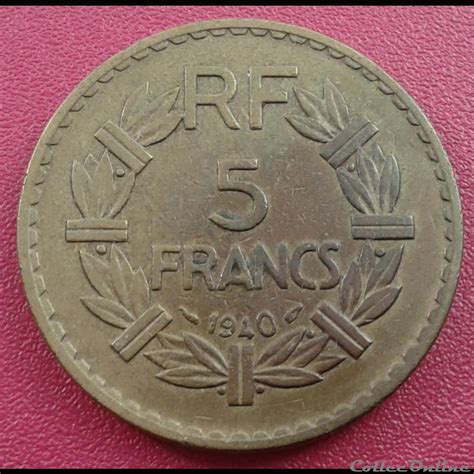 1940 5 Francs BR ALU Monedas Mundo Francia