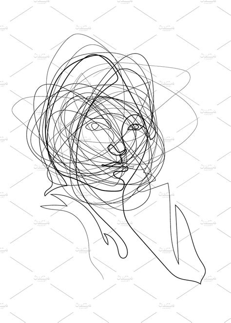 Portrait of girl with messy lines | Photoshop Graphics ~ Creative Market