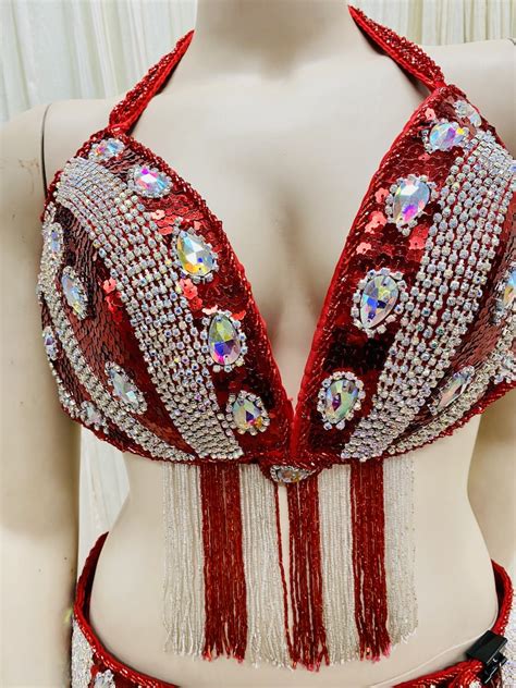 ‘red Bedazzle Bra And Belt Ameras Palace Belly Dance Boutique