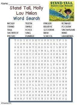 Stand Tall Molly Lou Melon Word Search By TeacherLCG TPT