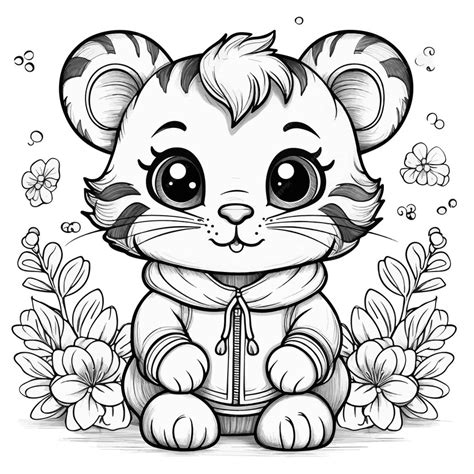 Baby Animals Coloring Illustration Premium Ai Generated Vector