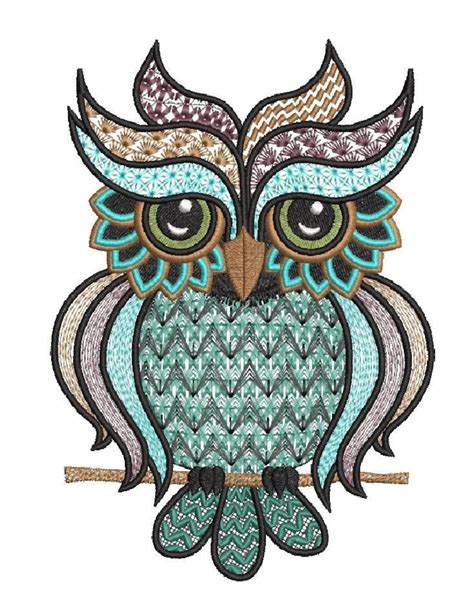 Owl Embroidery Design Fancy Owl Etsy