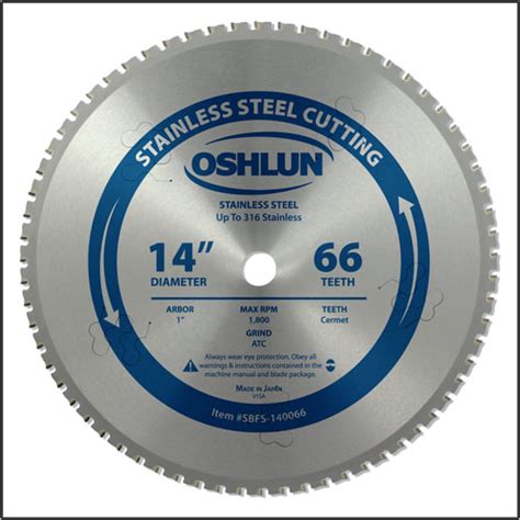 Oshlun, Inc. - Stainless Steel Cutting Saw Blades - 14" Dry Cut