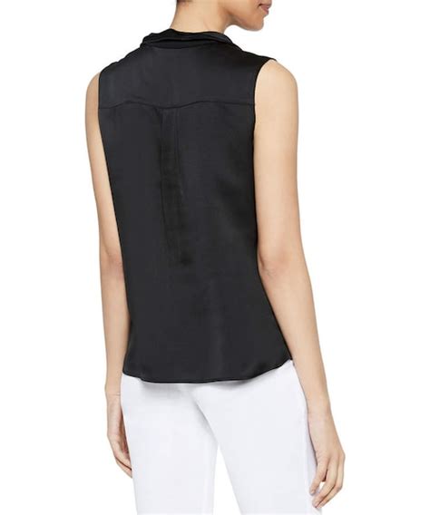 Misook（ミソック）の「misook V Neck Ruffle Waterfall Sleeveless Crepe De Chine