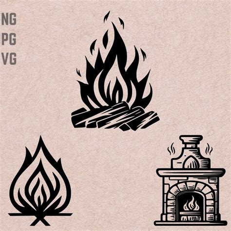 Fireplace Fire With Logo Svg Etsy