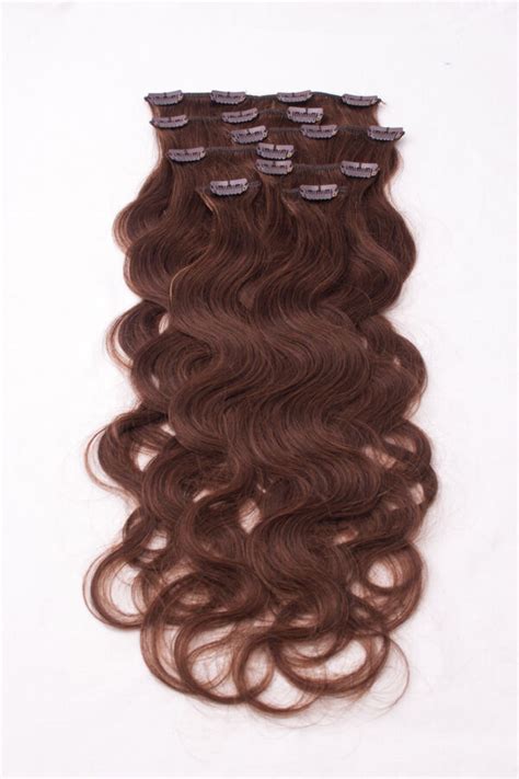 Hellbraun Gewellte Clip In Remy Hair Extensions Echthaar