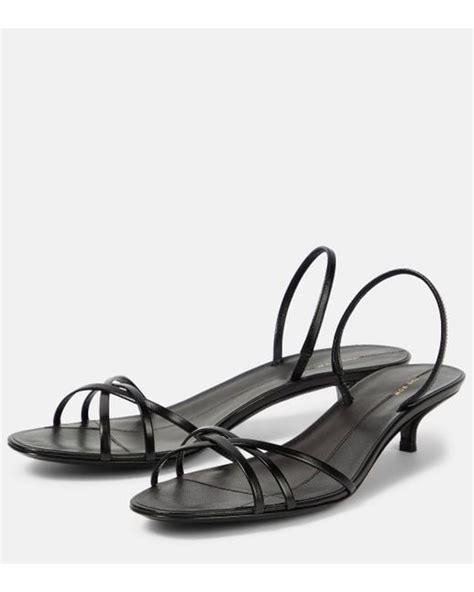 The Row Harlow 35 Leather Slingback Sandals In Black Lyst Uk