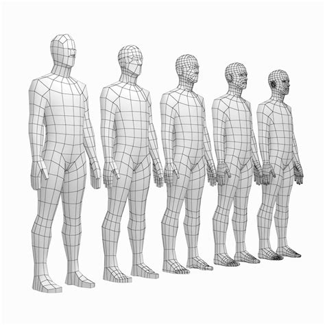 Male And Female Low Poly Base Mesh In Rest Pose D Model Ma Max