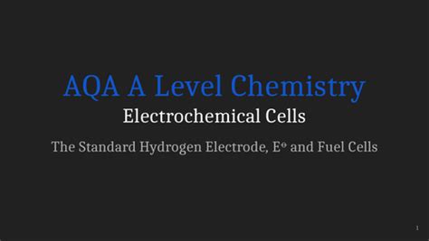 Aqa A Level Chemistry Lecture Electrochemical Cells Teaching Resources