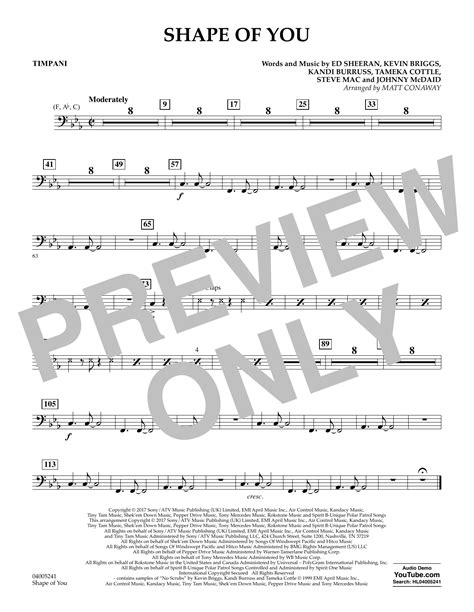 Shape Of You Timpani By Matt Conaway Sheet Music For Concert Band At