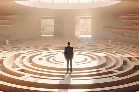 Premium Ai Image Businessman Standing In A Middle Of A Labyrinth 3d