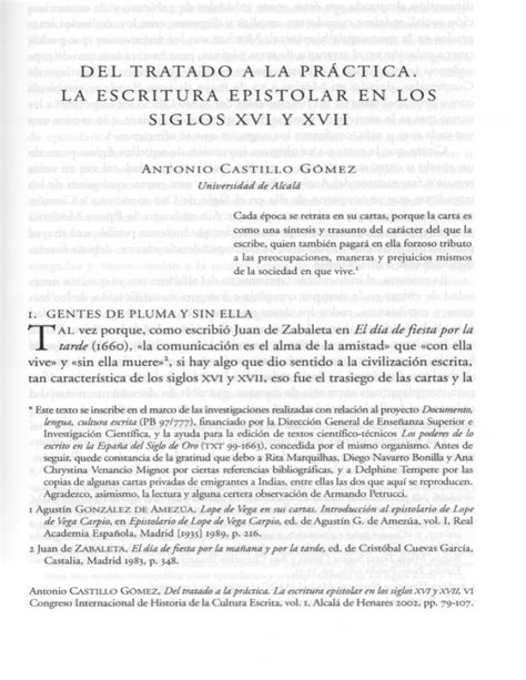 Del Tratado A La Práctica La Escritura Epistolar En Los Siglos Xvi Y Xvii