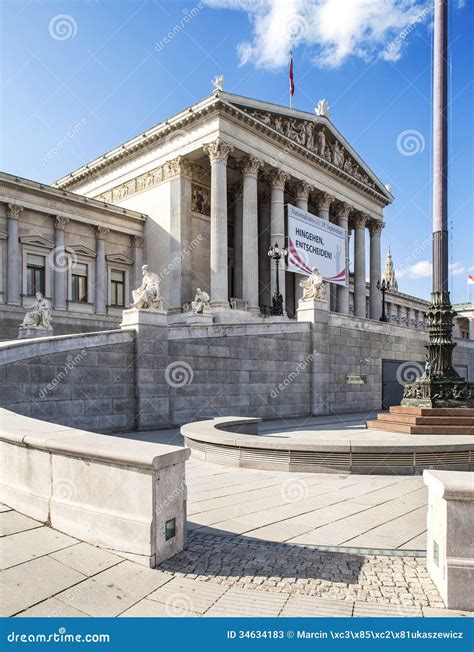 The Austrian Parliament Building In Vienna Editorial Stock Photo