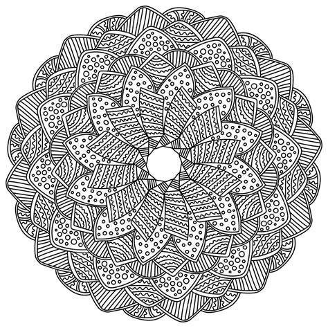 Patterned Mandala Coloring Page With Circles And Waves Vector Wave