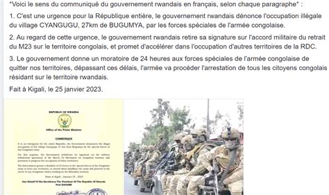 Ce Communiqu Annon Ant Loccupation De Cyangungu Par Les Forces